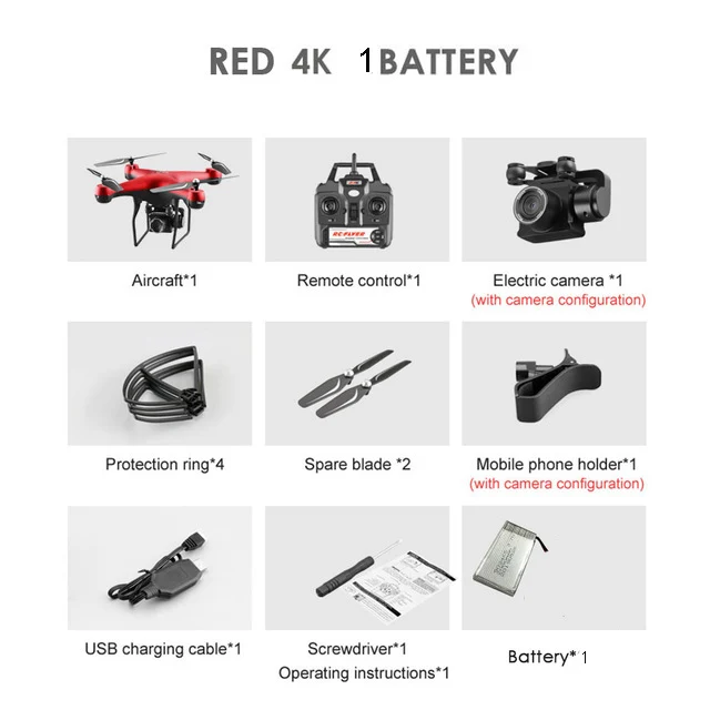 Модернизированный Квадрокоптер S32T fpv с камерой 4K ESC HD 20mp регулируемая камера селфи Дрон RC вертолеты 4-осевой самолет летающая игрушка - Цвет: 4K red 1 battery
