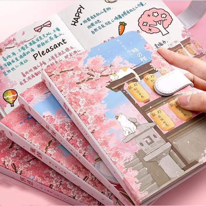 

"Sakura Cat v.5" Cute Diary Hard Cover Planner Journal Study Notebook Notepad Beautiful Stationery Gift