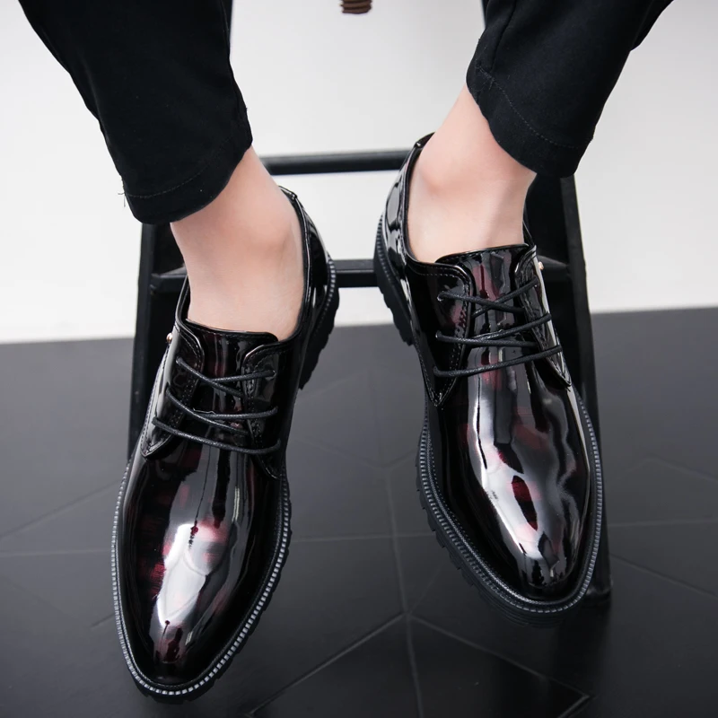 Мужские брендовые кожаные повседневные оксфорды обувь на шнуровке дышащая