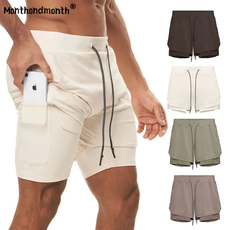 

Men's brand Shorts Summer Quick-drying Casual Joggers Bodybuilding Double Deck Beachwear Running Sport Fitness Shorts Sweatpants