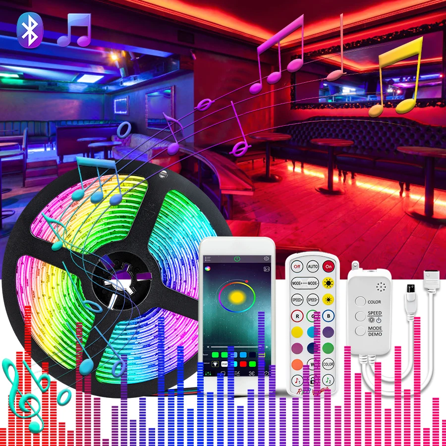 Светодиодный ленточный светильник RGB 5050 Bluetooth светодиодный DC12V приложение
