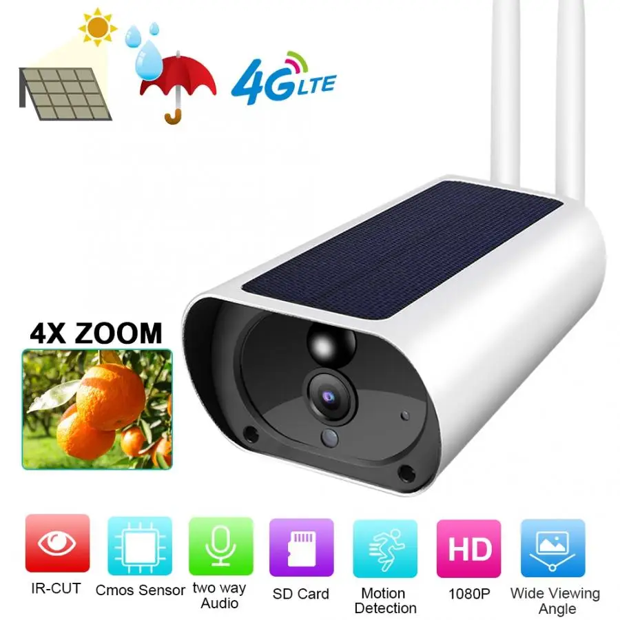 Беспроводная wi fi камера на солнечной батарее с 4 кратным увеличением 1080P