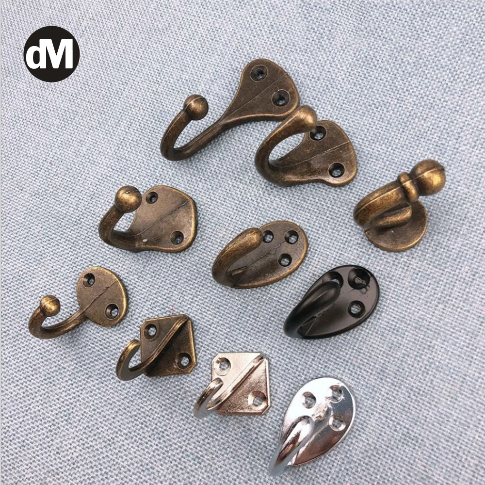 

DM 5-100pcs Multi-Models Zinc Alloy Coat Hook Retro Door Hook Single Wall Hooking Vintage Clothes Hookers Furniture Fitting Kits
