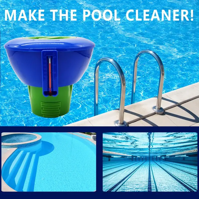 Pool Floating Chlorine Dispenser With Thermometer 7" Diameter Floater For Indoor & Outdoor Swimming Pools Spa Hot Tub | Дом и сад