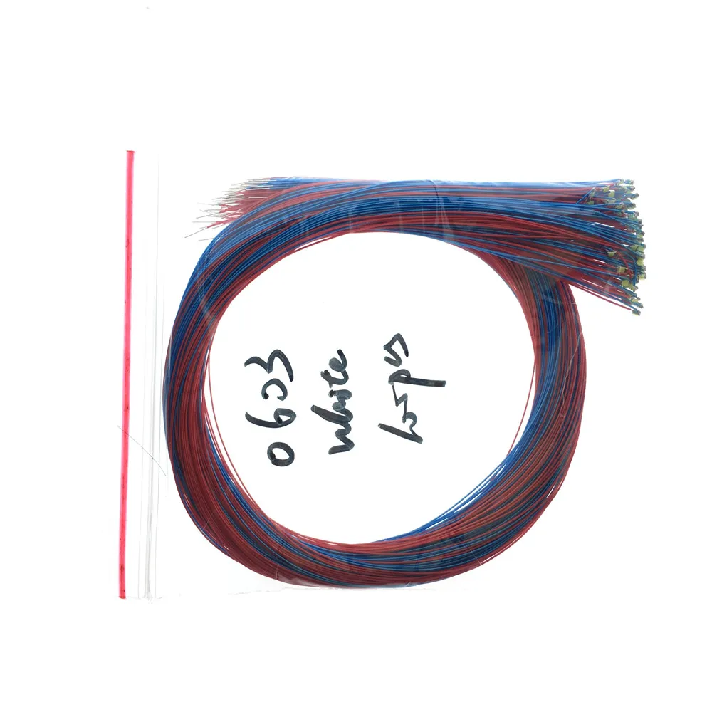 100 unids/lote de cables Micro Litz presoldados, blanco c&aacute;lido, SMD, modelo de tren, escala HO N OO, 20cm, 0402, 0603, 0805, 1206-2