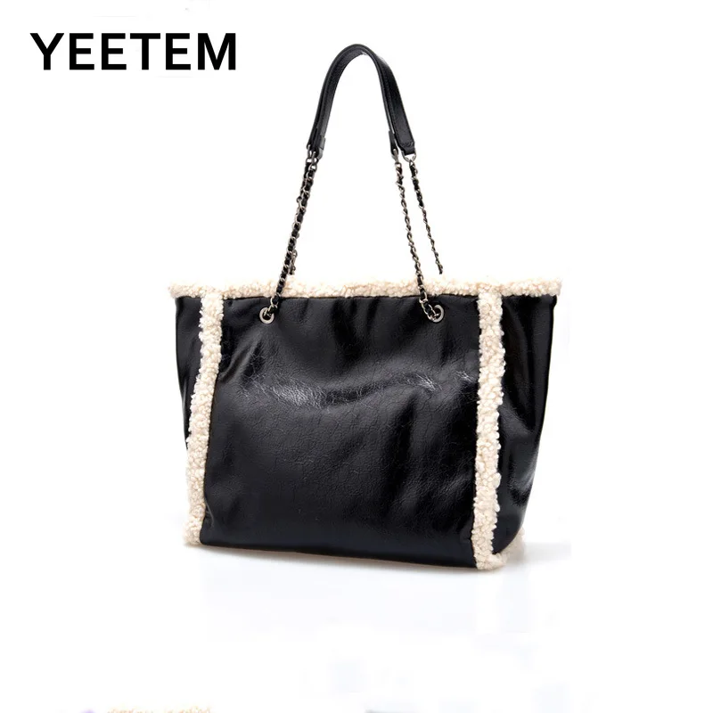

Women's Bag Autumn and Winter Large Capacity Soft Lamb Hair Large Capacity Handbag Fashion Zipper Shoulder Bag Handbag