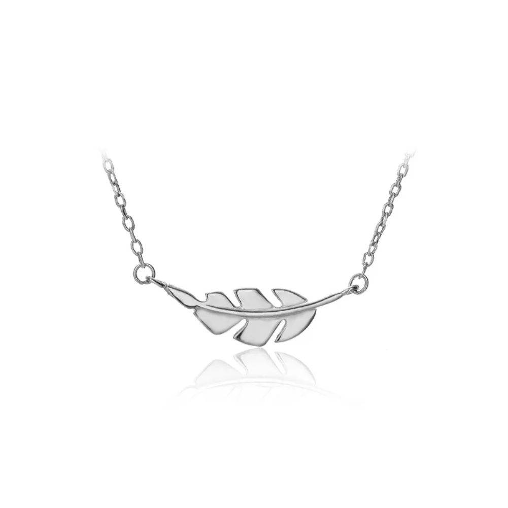 

LEKANI Real 925 Sterling Silver Necklace For Women Minimalist Tree Leaf Rose Gold Pendant Necklaces Fine Jewelry New Arrival