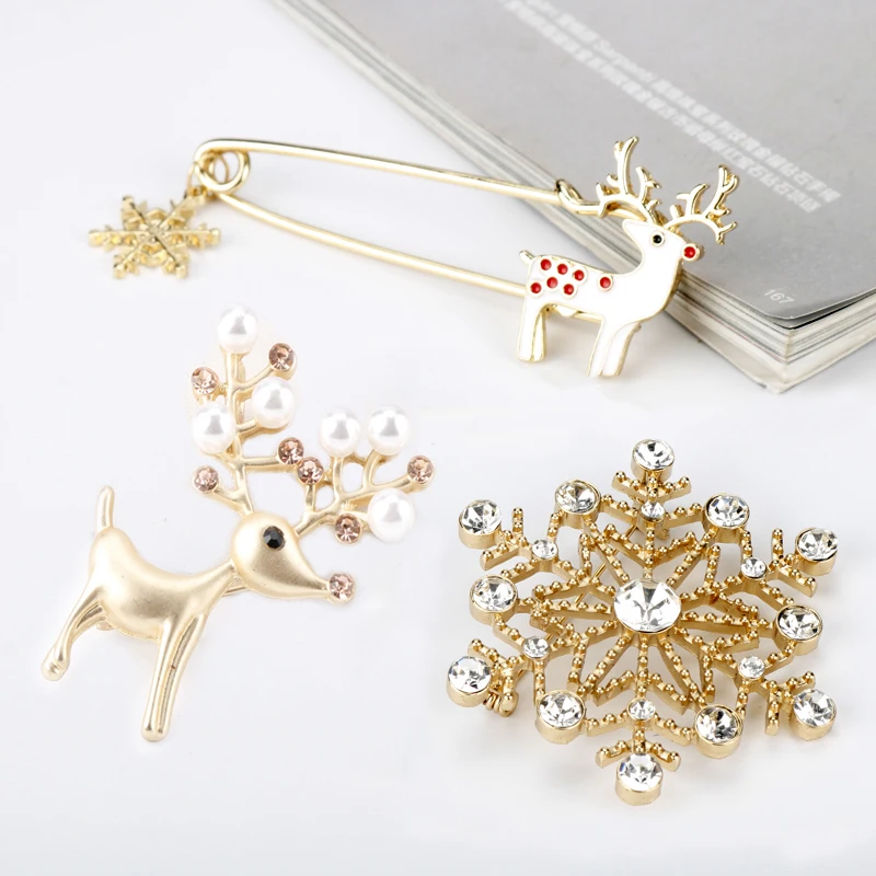 Снежинка Броши с оленями оленей булавки для мужчин и женщин рюкзак свитер куртки
