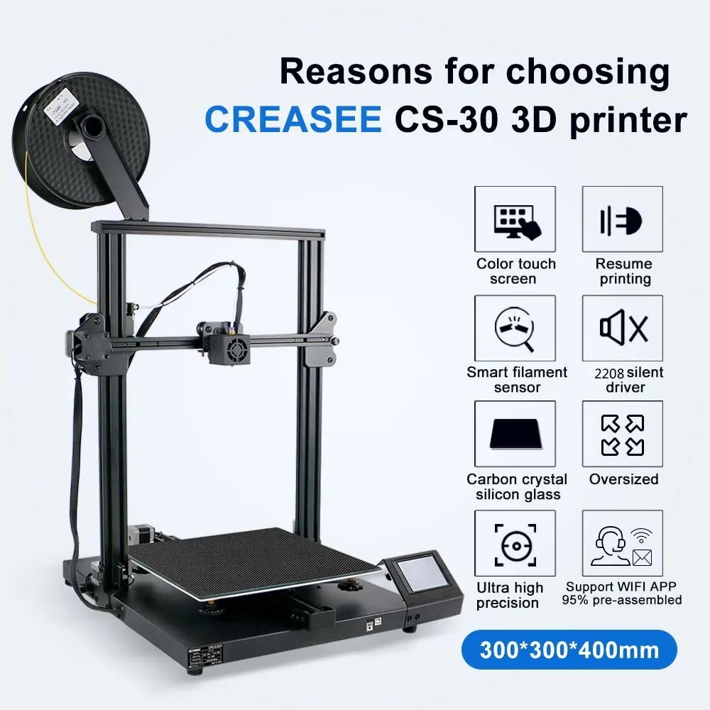 CREASEE CS30 3D принтер большой 300x300x400 мм DIY коммерческий и домашний точный печать TMC2208