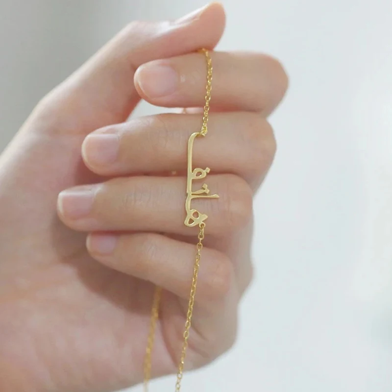 Personalized Arabic Name Custom Necklace for Female Charm Pendant Choker Collar Stainless Steel Handmade Jewelry Birthday Gift