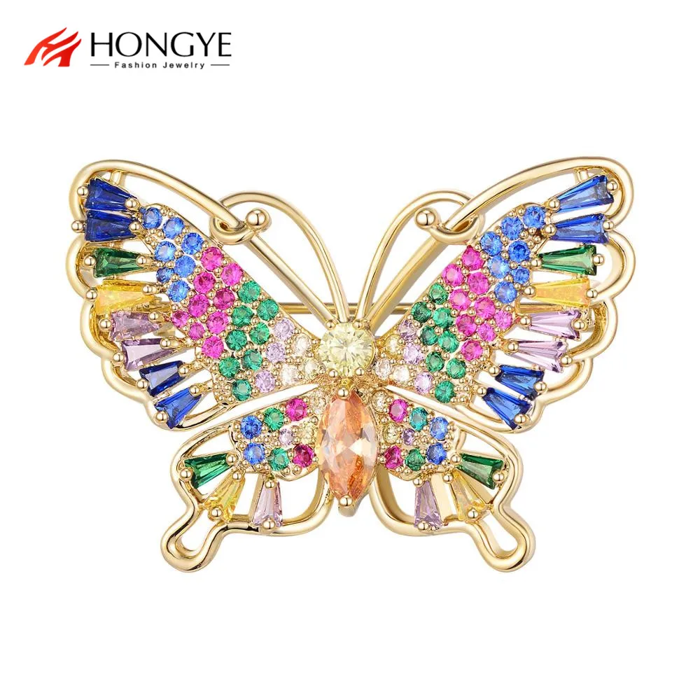 Роскошные циркониевые хрустальные броши в форме бабочки для женщин Свадебные