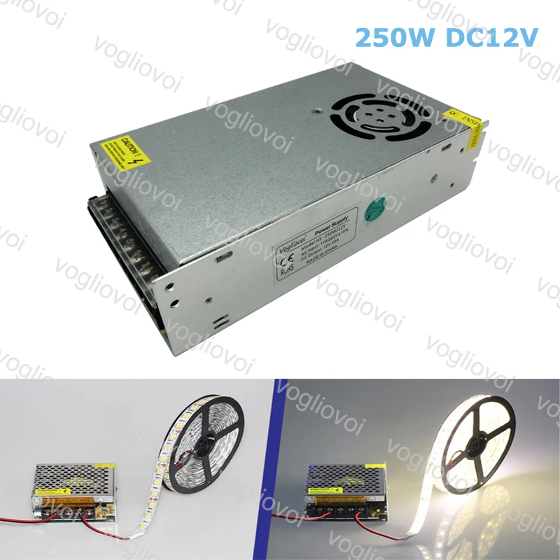 Vogliovoi Трансформаторы освещения 110V 220V к DC 12V 20A CCTV Блок питания светодиодной ленты