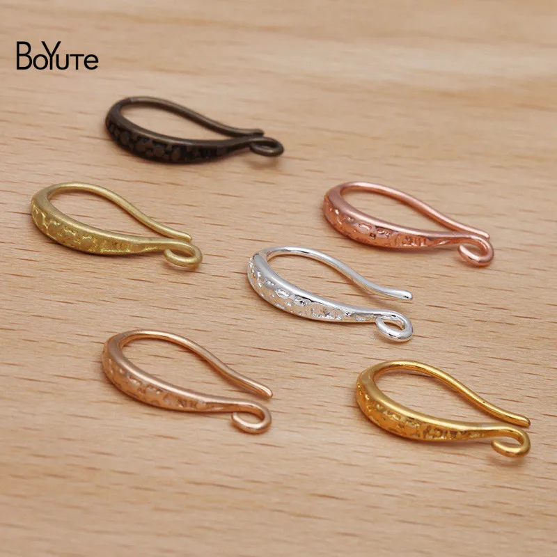 

BoYuTe (50 Pieces/Lot) 10*15MM Metal Brass Carved Earring Hooks Handmade DIY Ear Hook Earring Accessories
