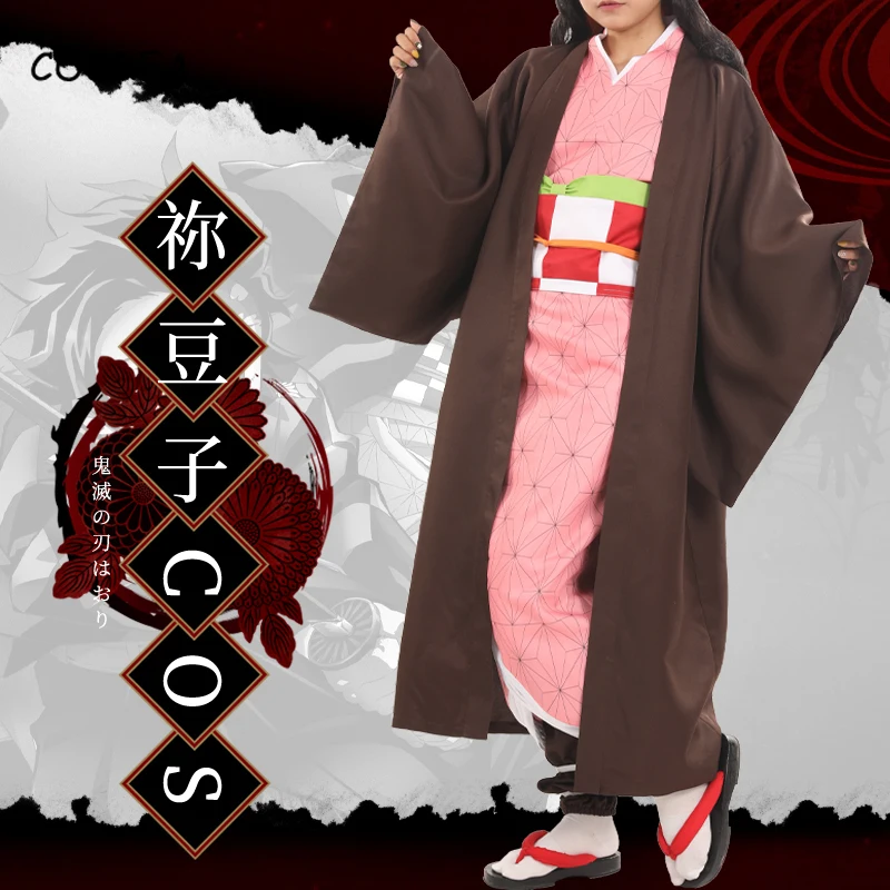 Ainiel Demon Slayer Косплей Kamado Nezuko костюмы Kimetsu No Yaiba женские розовые Кимоно костюмы на Хэллоуин для женщин