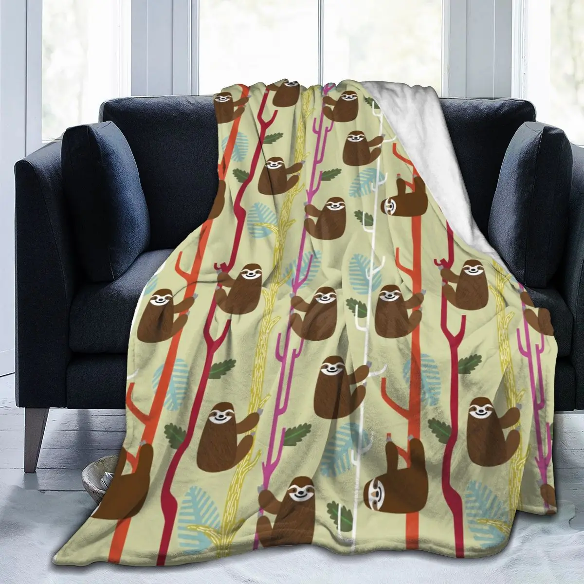 

Anime 3D Print Cute Cartoon Sloth Plush Plush Throw Blanket Bedspread Blanket Vintage Bedding Square Picnic soft Blanket