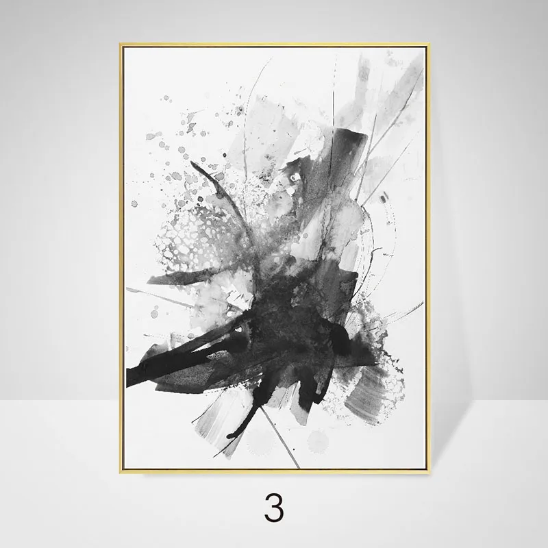 

Nordic Canvas Wall Art Fashion Abstract Ink Black and White Gray Printing Living Room Decoration Painting Porch Frameless Poster