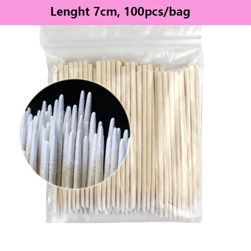 

500pcs Disposable Ultra-small Cotton Swab Lint Free Micro Brushes Wood Cotton Buds Swabs Eyelash Extension Glue Removing Tools