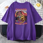 Женские футболки с принтом Dinner Now Destroy Later, летняя повседневная одежда, модная футболка с круглым вырезом, свободные женские футболки в стиле хип-хоп