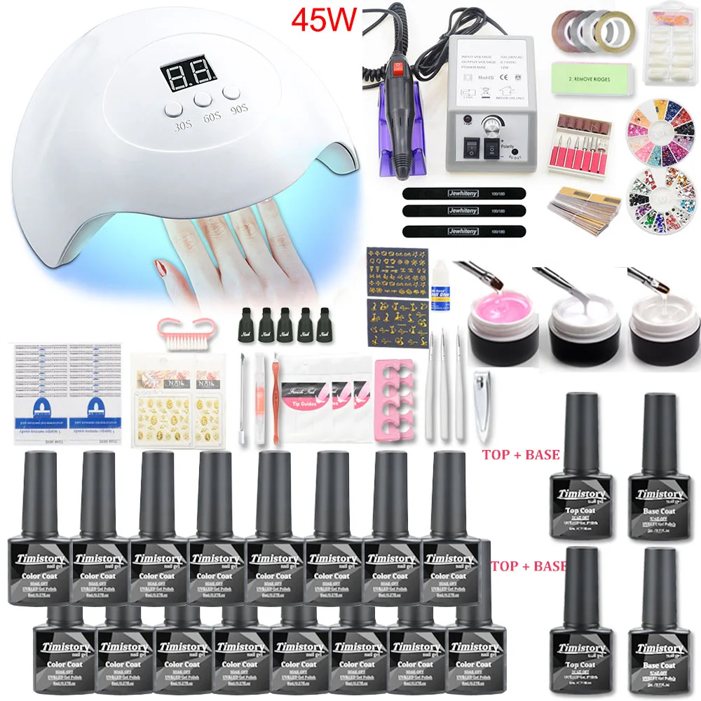 36W star5 set 16pcs Набор для ногтей, УФ светодиодный светильник, Сушилка для ногтей, Гель-лак для ногтей, набор инструментов для маникюра, 20000 ОБ/мин, электрическая дрель для ногтей, инструменты для дизайна ногтей - Цвет: 36W star5 set 16pcs