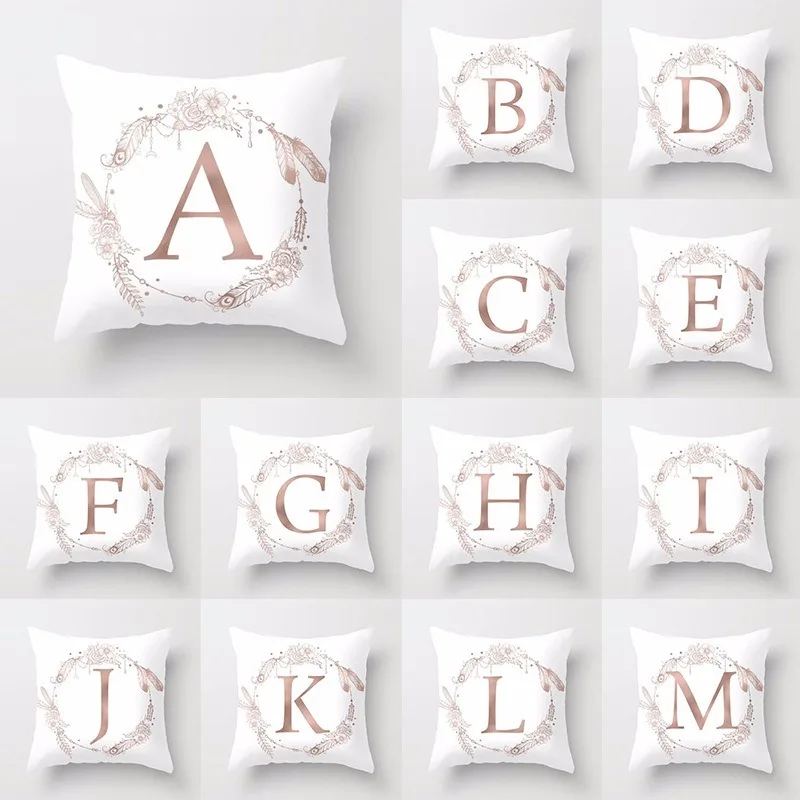 

Modern Minimalist Urban Style 26 Letters Peach-skin Velvet Pillowcase Car Sofa Cushion covers throw outside pillow covers