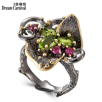 dreamcarnivall1989 hot selling vintage women cz rings black gold chic jewlery valentine anniversary gift party must have wa11669