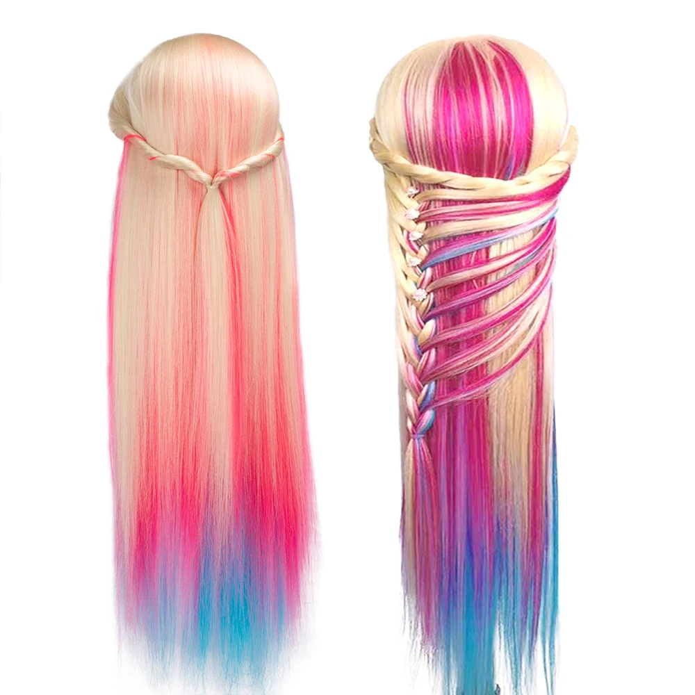 65 см Цветные волосы синтетический манекен головы куклы для парикмахеров