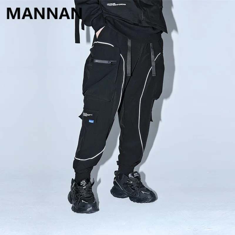 

2020 Multi Bag withReflective Strip Harem Pant Jogger Sweatpant Sweatpants Pants Fashion Casual Casual Loose Outwear Coat Casual