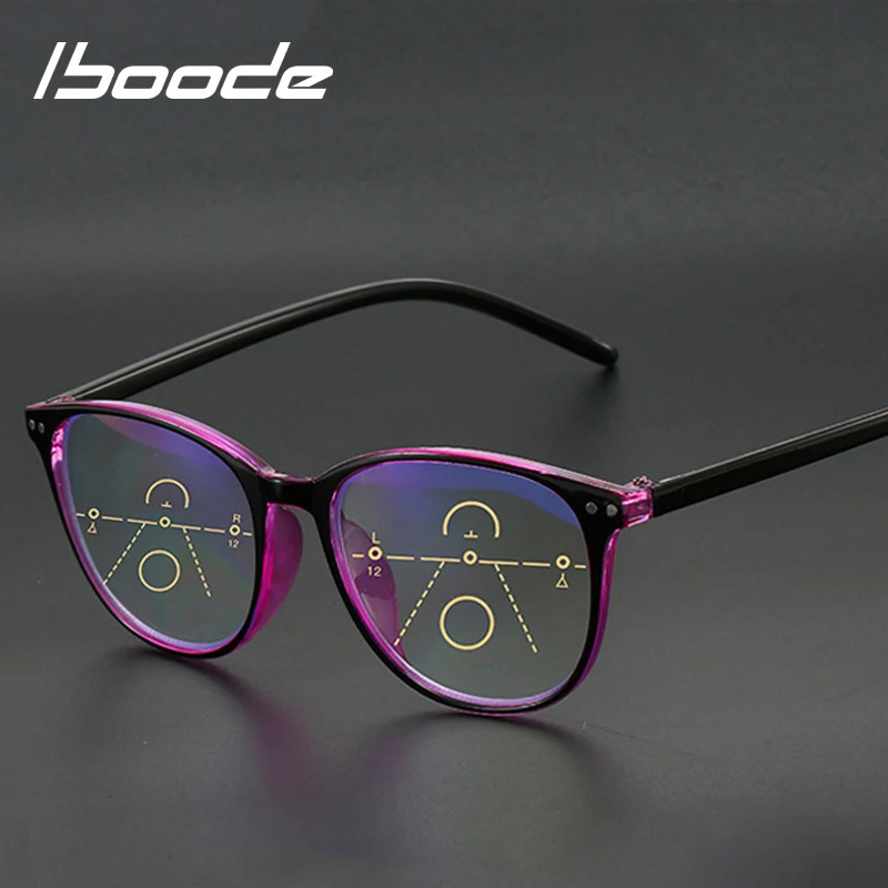 

iboode Anti Blue Light Reading Glasses Men Progressive Multifocal Glasses Frame Women Near Far Sight Diopter +1.0 1.5 2.0 2.5 3