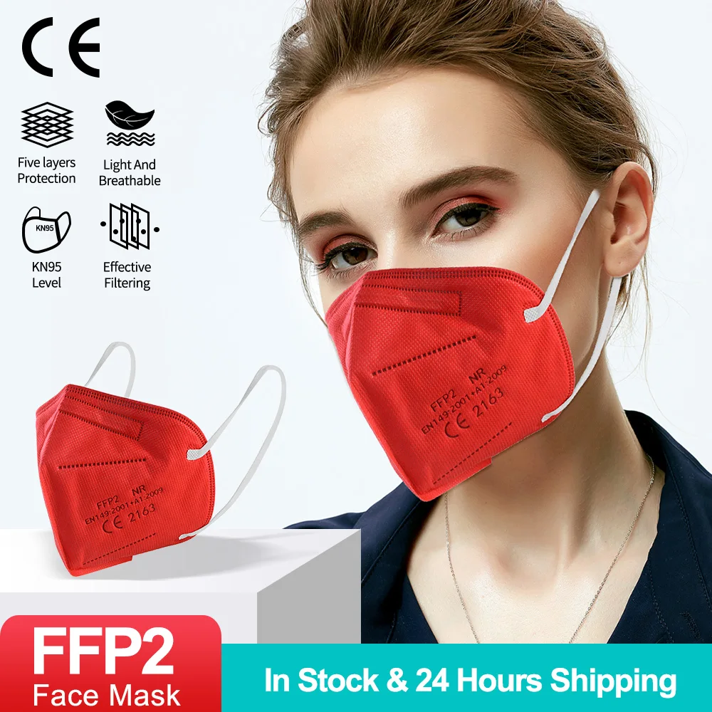 Черная маска KN95 FPP2 одобренная для лица ffp2для взрослых сертифицированная