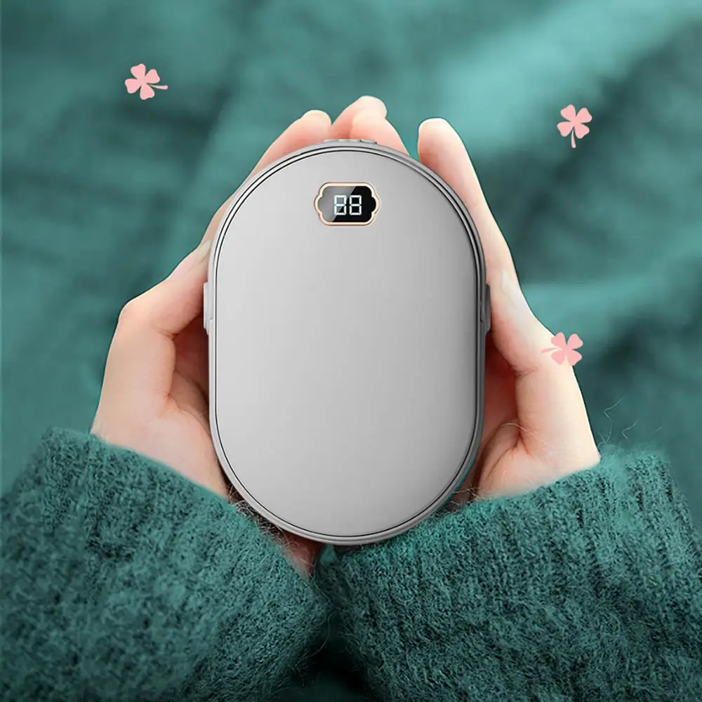 

10000mAh USB Rechargeable Electric Hand Warmer Winter Pebbles Double-Side Heating Mini Long-Life Pocket Power Bank Hand Warmer