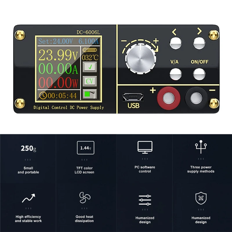 

PD/DC/USB Digital Adjustable Programmable CC CV Power Supply Step-down Output 0-60V 0-350W PD80W with Computer Control 649A