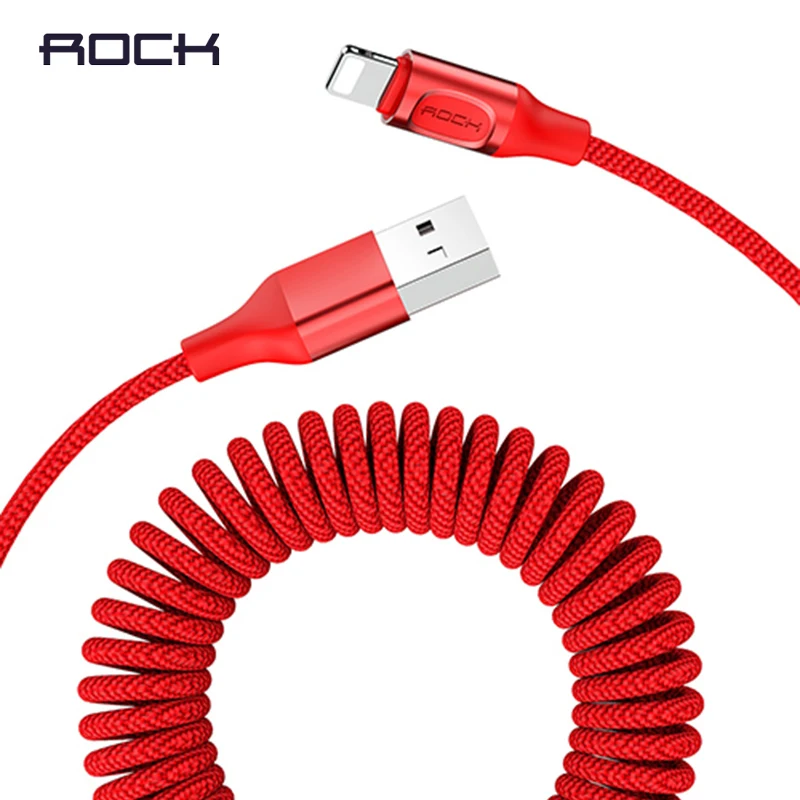 USB кабель ROCK для телефонов iPhone X XR XS 2.1A быстрой зарядки и передачи данных выдвижной