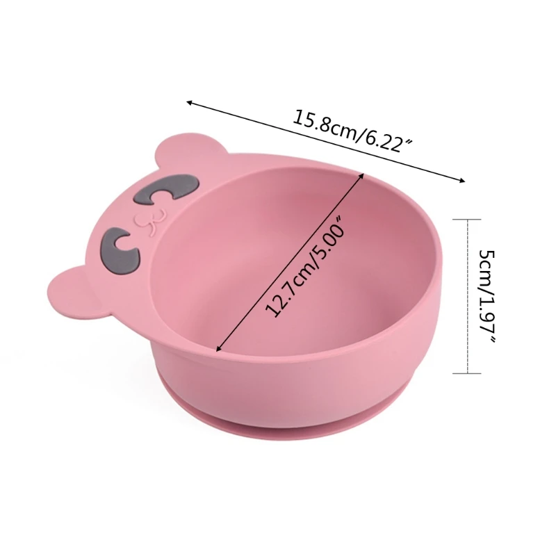 

H05C Cartoon Bear Baby Training Feeding Food Bowl Anti Slip Silicone Suction Dinner Plate Dish Utensil BPA-Free Tableware