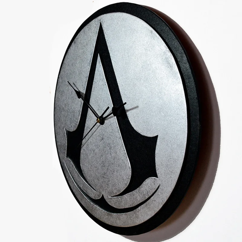 Assassin's Creed Shield настенные часы современный дизайн с деревом пластинка кварцевые 3D