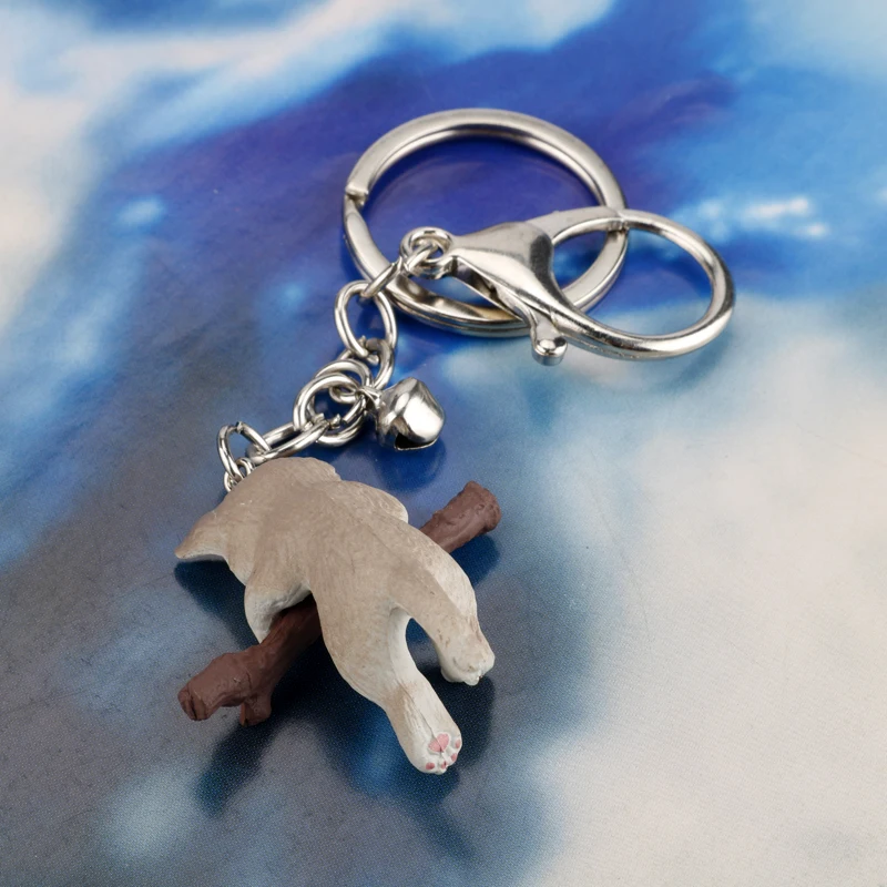 Animal Cat Bite Branch Play Keychain Cute Litter Cat Pendant Key Rings Women Bag Hanging Key Decoration images - 6