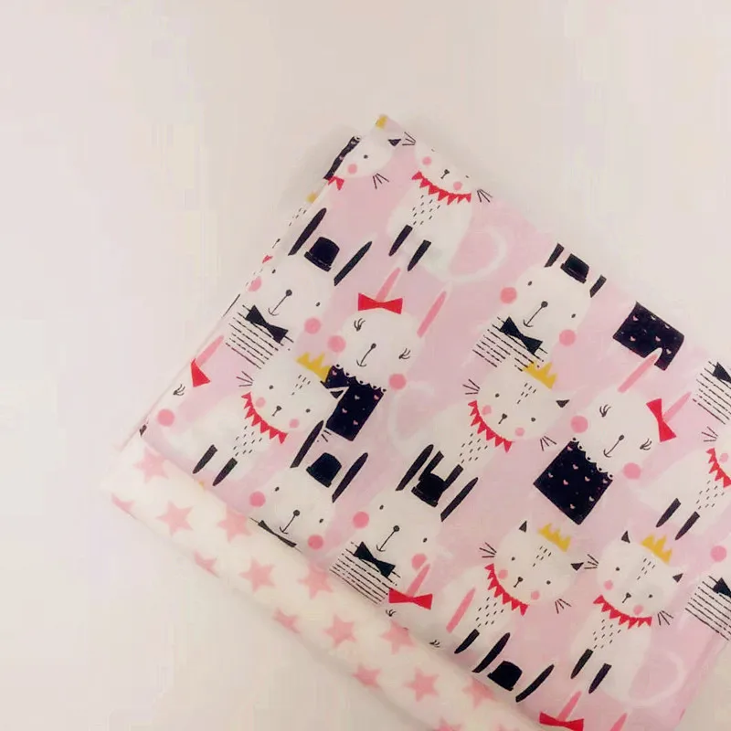 Саржевая ткань из хлопка с принтом розового кролика высококачественная чистого