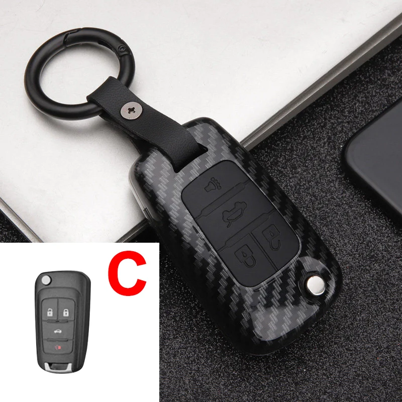 C Carbon Чехол для ключа автомобиля для Chevrolet Cruze Aveo Lova Epica Opel VAUXHALL Astra Corsa Antara Meriva Insignia Zafira C Mokka Karl - Название цвета: C Carbon