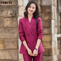 ladies formal wear high quality office suit pants two piece suit style winter elegant double breasted ladies professional wear
