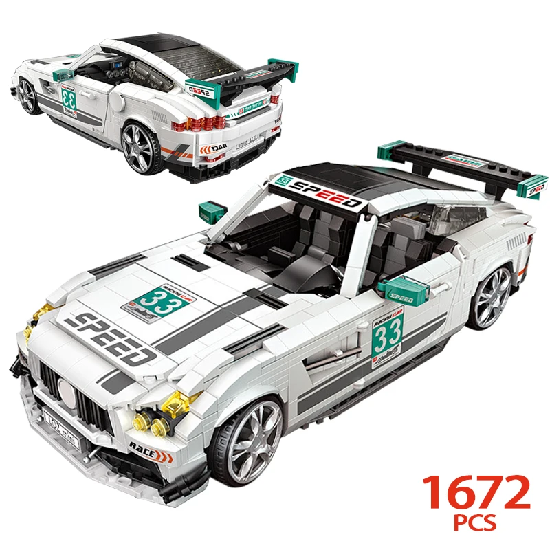 

1672 шт., Детский конструктор «гоночный автомобиль»