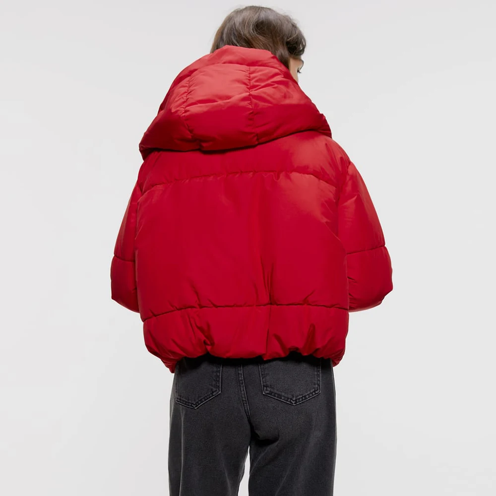 ZA Регулируемая хлопковая куртка с капюшоном осенняя и зимняя женская воротником