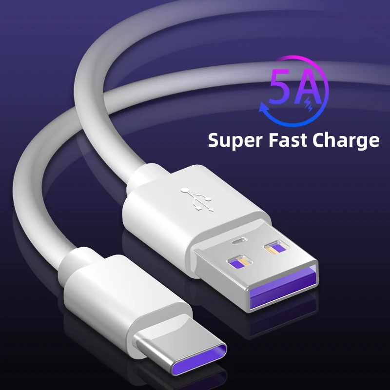 Быстрая зарядка 5A кабель с разъемом USB Type-C для Samsung S20 S9 S8 Xiaomi Huawei P30 Pro Мобильный