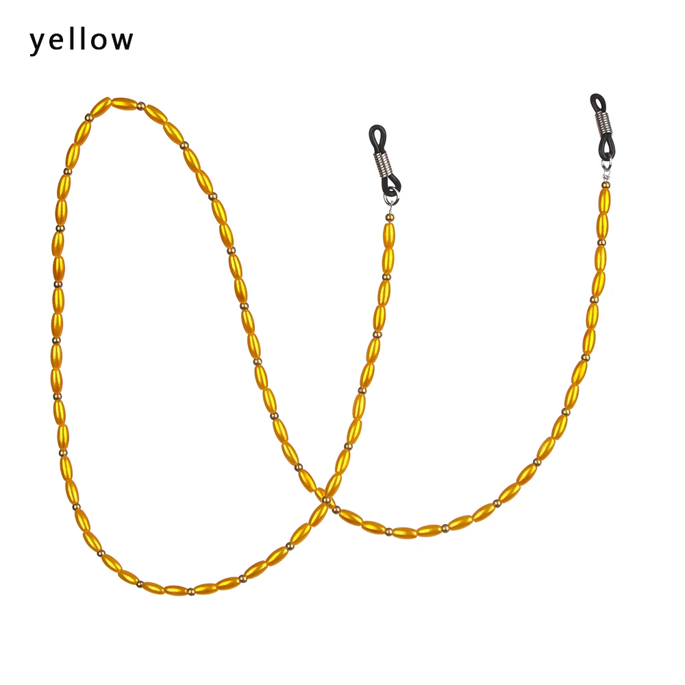 2-yellow 1 шт. 61/70 см однотонные Цвет украшенный бисером цепи прелестные модные туфли Для женщин очки с эластичной лентой браслеты с подвесками уникальный дизайн, аксессуары для глаз, солнцезащитные очки, подарок - Цвет: 2-yellow