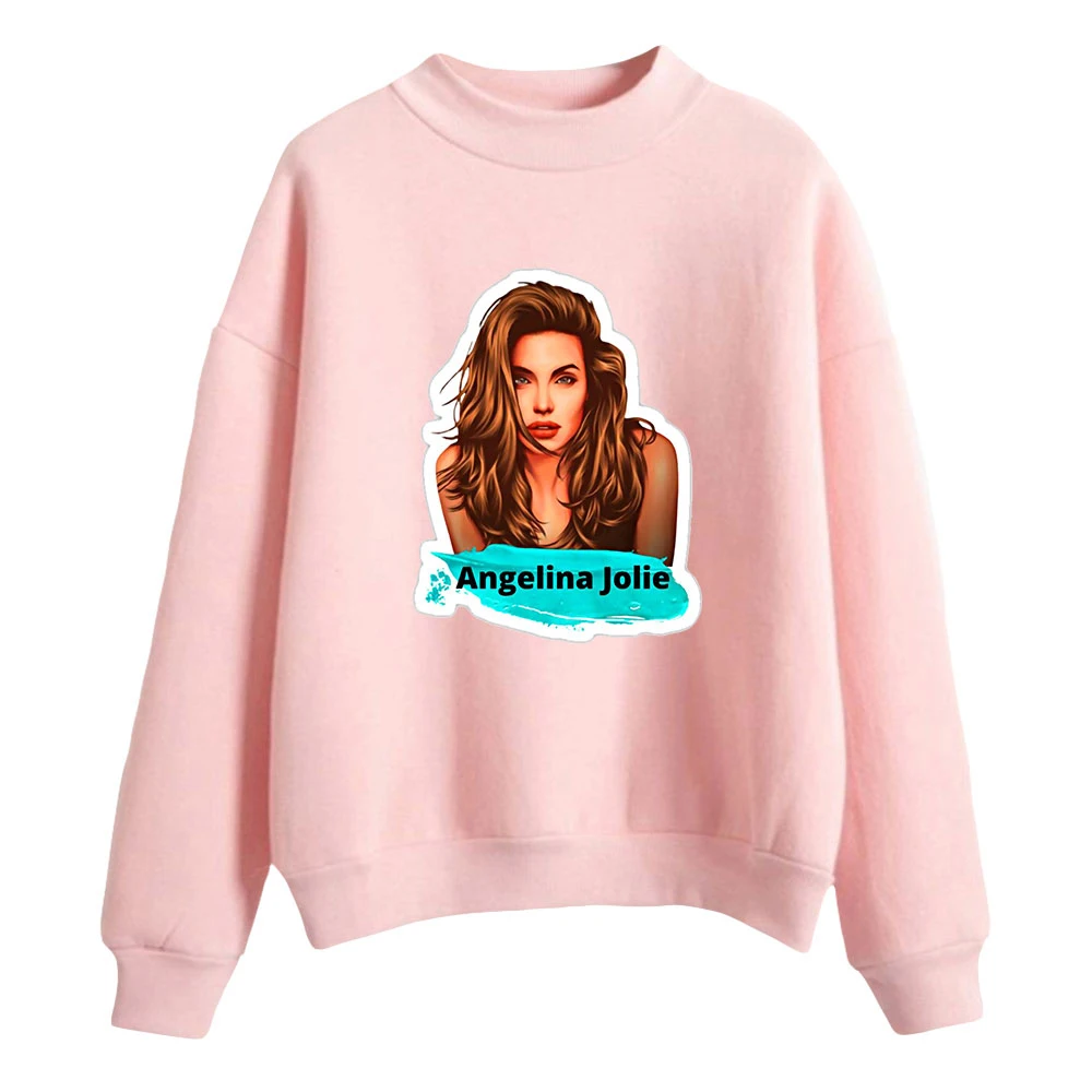 

American Actress Angelina Jolie Tracksuit Unisex Turtleneck Sweatshirt Women Men's Outwear Harajuku Streetwear Fashion Clothes