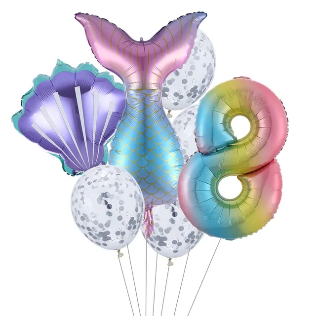 7 шт./лот Русалка Вечерние шары 30 дюймов номер воздушные из фольги для дня