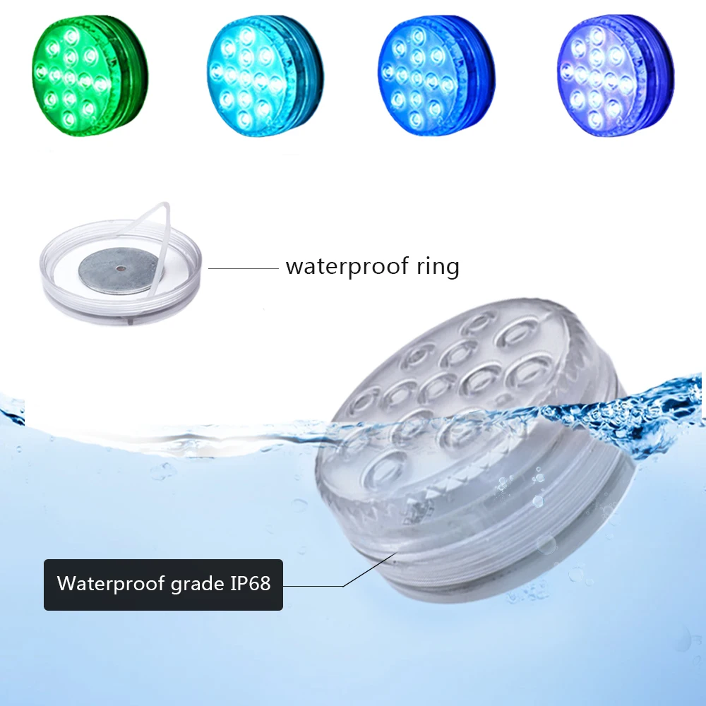

RGB Waterproof Underwater Lamp13 Led Beads Submersible Light for Garden Swimming Pool Fountain Spa Party Bathroom Remote Control