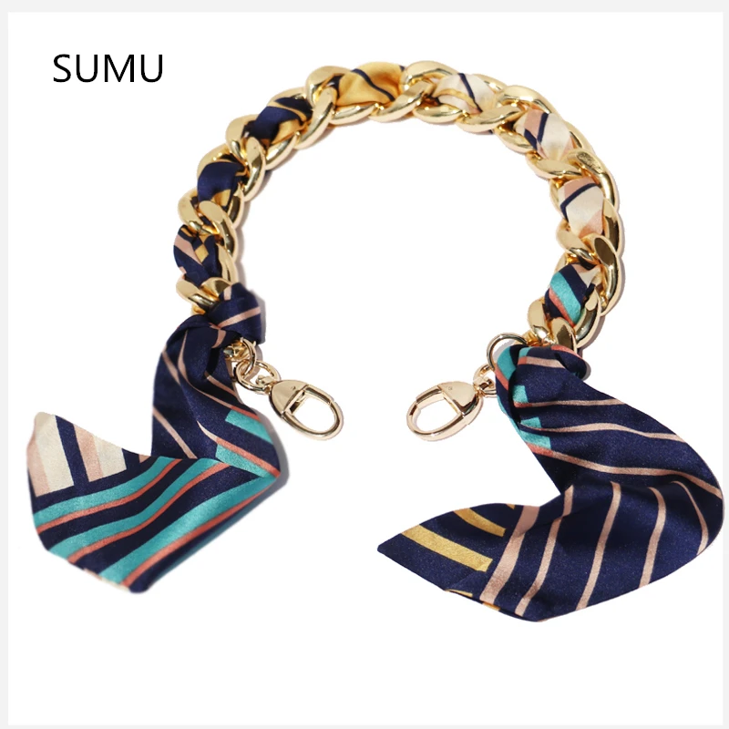 Дизайнерская металлическая лента цепочка для сумочки ремешок ручка серебристая