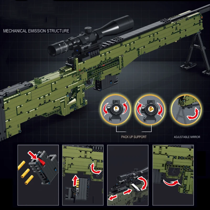 Строительные блоки SWAT лего Technic Creator военный WW2 оружие AWM снайперские модели