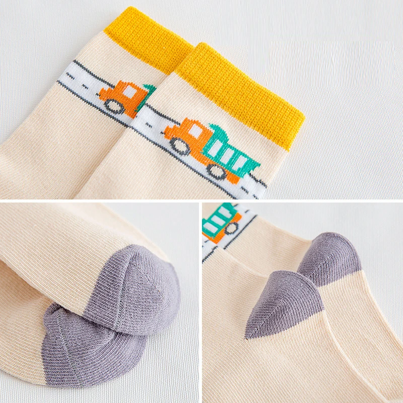 

5 pair Lovely Car Comfort Children Socks Kids Colorful Truck Pattern Boy Knit Cotton Socks Soft Baby Socks Girl Drop Shipping