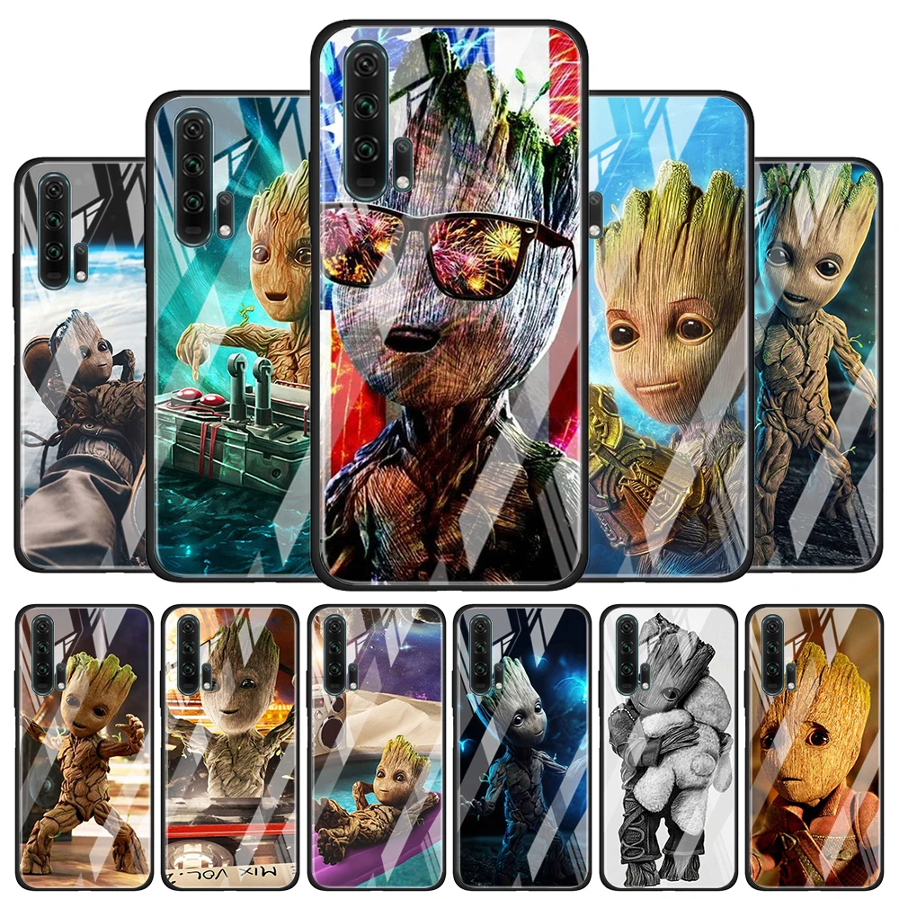 

Groot Marvel Avengers for Honor 30 20 10 9X Pro Plus Lite 8X Huawei Y8P Y6P Y5P Y9 Y7 Y6 2019 Tempered Glass Phone Case