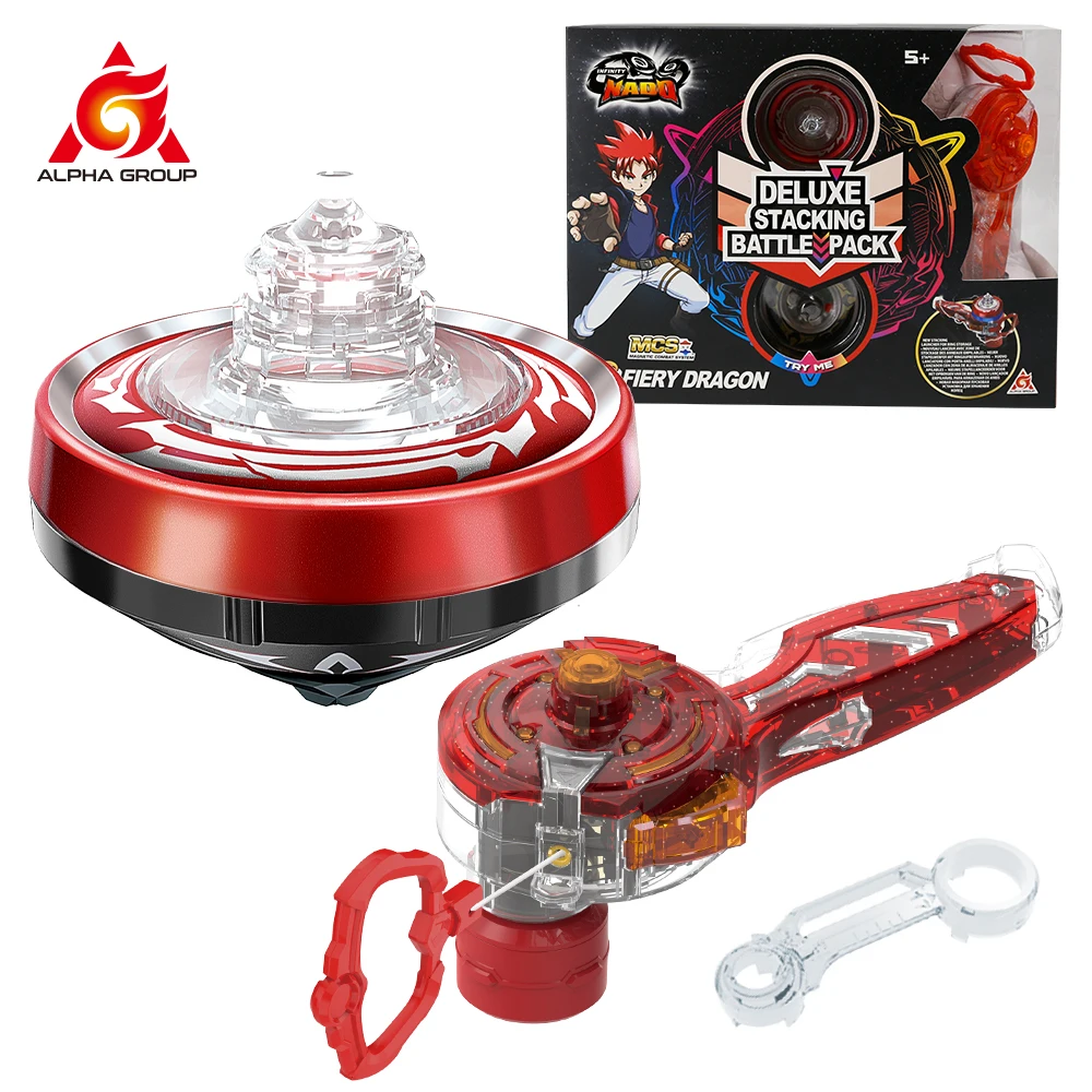 

Infinity Nado 5 Deluxe Stacking Battle Pack -Fiery Dragon Dual Metal Ring Flashing Spinning Top Gyro Animation Kid Toy